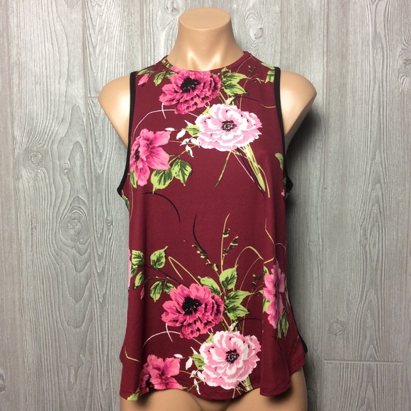 High Velocity Tops - Beautiful Burgundy Floral Top PLUS SIZE